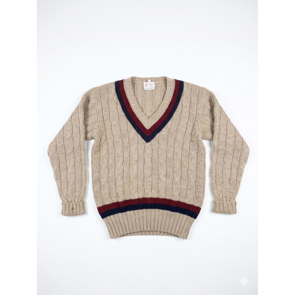 Vintage Oxford Shop Cable Knit Cricket Sweater Ivy League Preppy Collegiate 1960